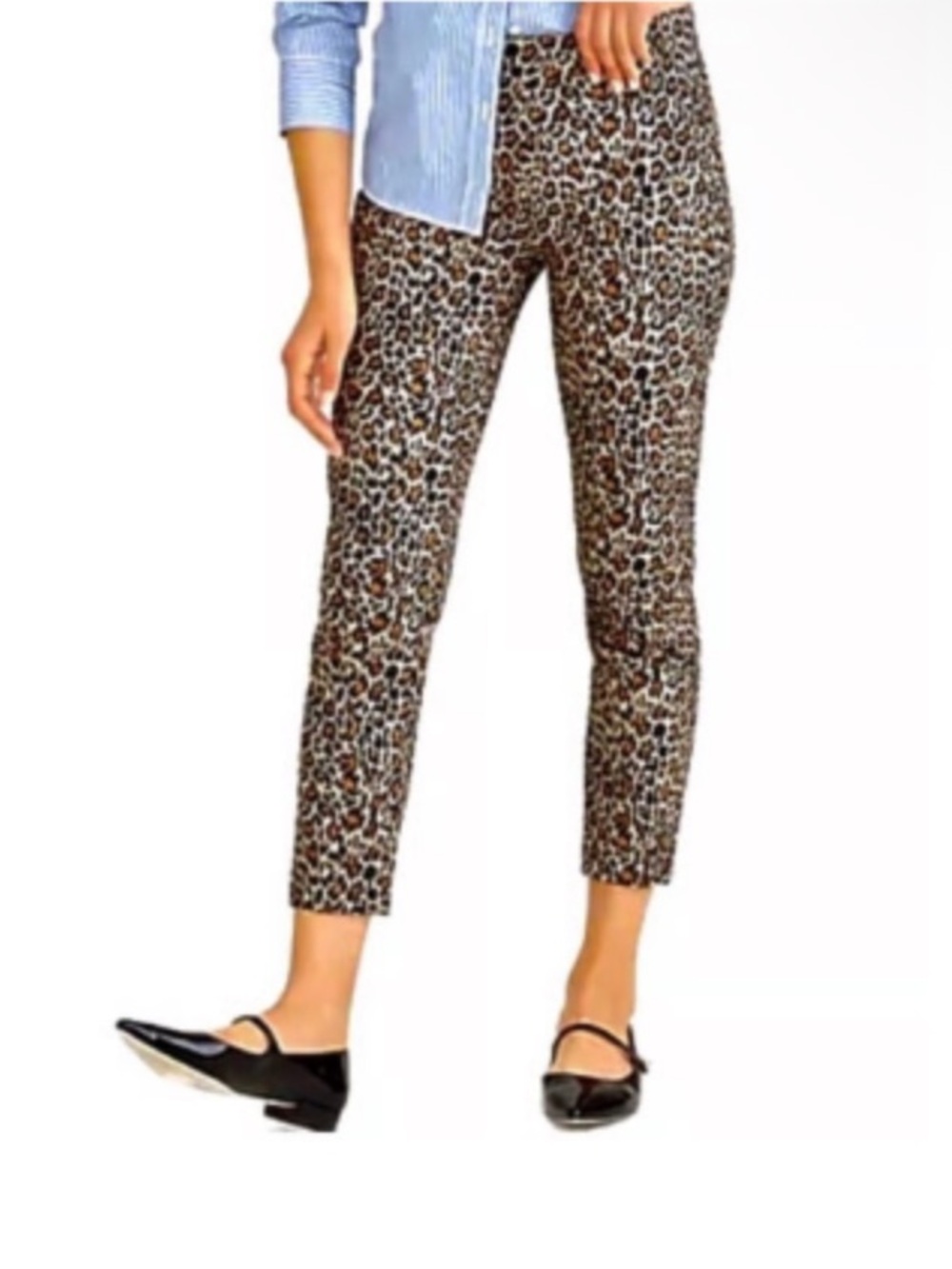 J. Crew Leopard Print Cropped Winnie Skinny Pants in Brown/Black Size 00